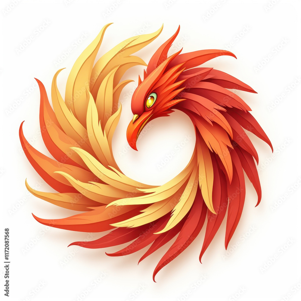 Obraz premium Fiery Phoenix Bird Circular Logo Design - Mythical Creatures