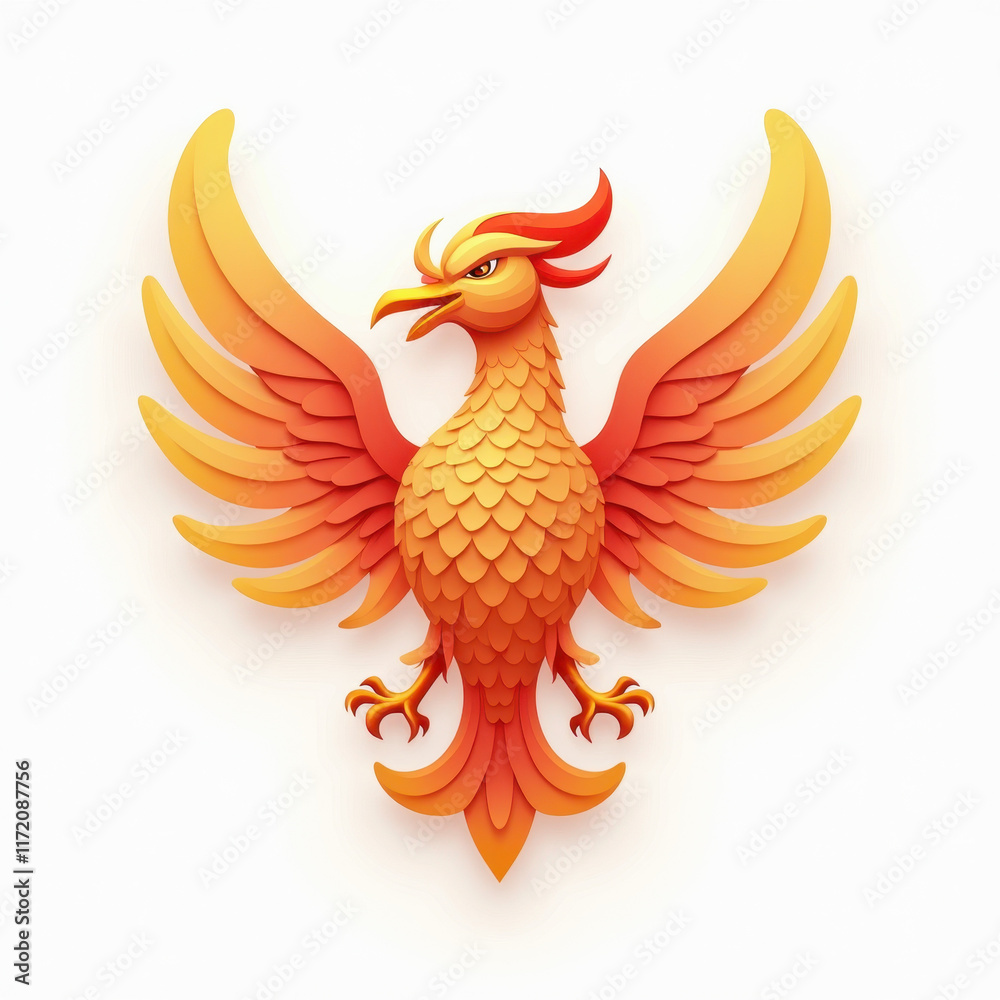 Obraz premium Fiery Phoenix Bird, Mythical Creature - Mythical Creatures