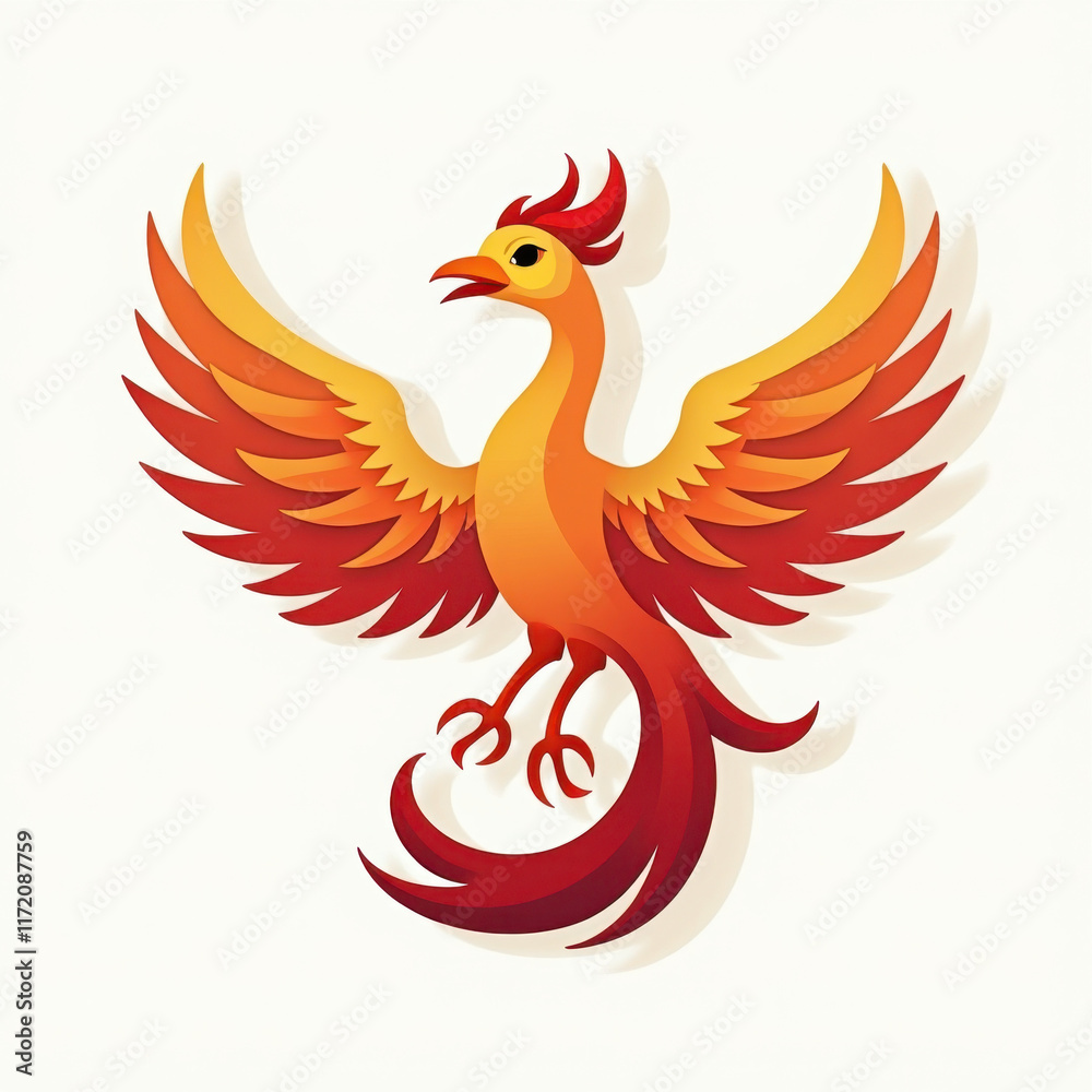 Fototapeta premium Fiery Phoenix Bird, Mythical Creature Illustration - Mythical Creat.
