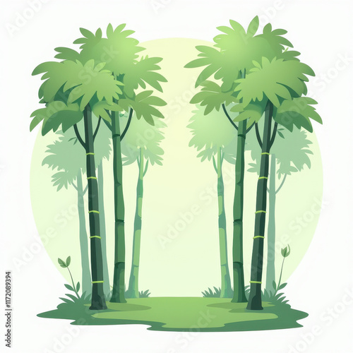 Lush Green Bamboo Forest Illustration - Nature and Sustainability