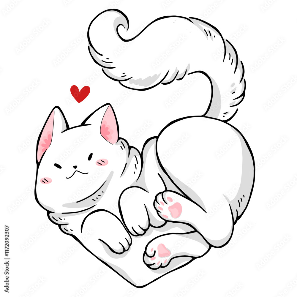 Naklejka premium cat with heart