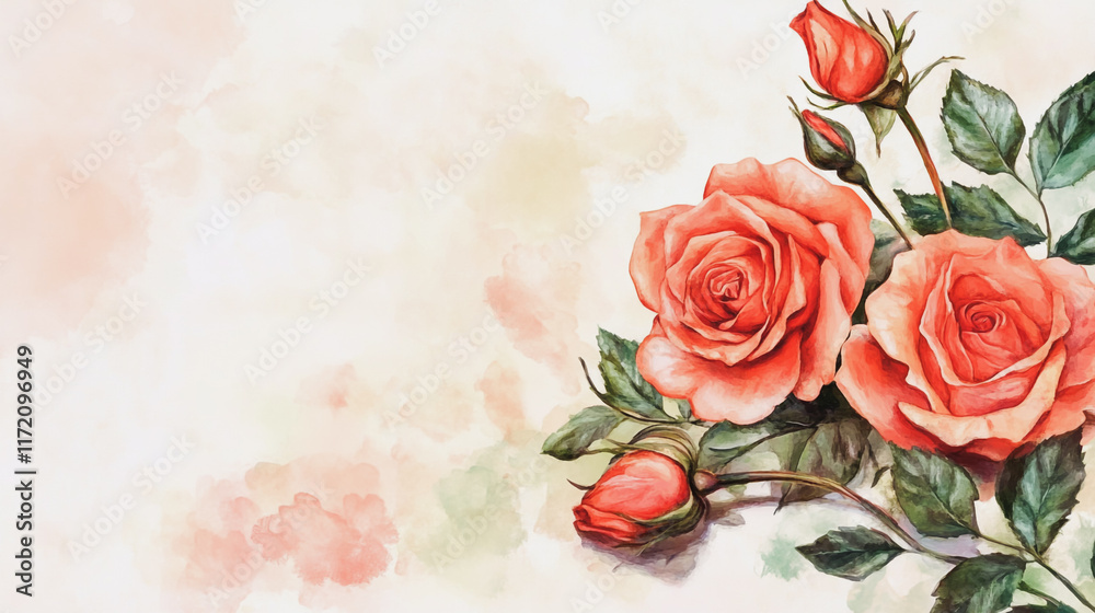 Obraz premium Elegant wedding invitation card background vector. Minimal hand painted watercolor botanical flowers texture template background. Design for wedding, vip cover, poster, rsvp moderncard.Valentine's Day