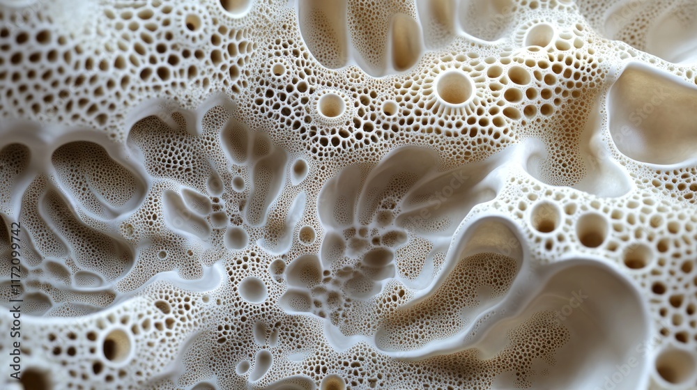 Close-up of textured foam with intricate patterns and bubbles. Close-up of textured foam with intricate patterns and bubbles.
