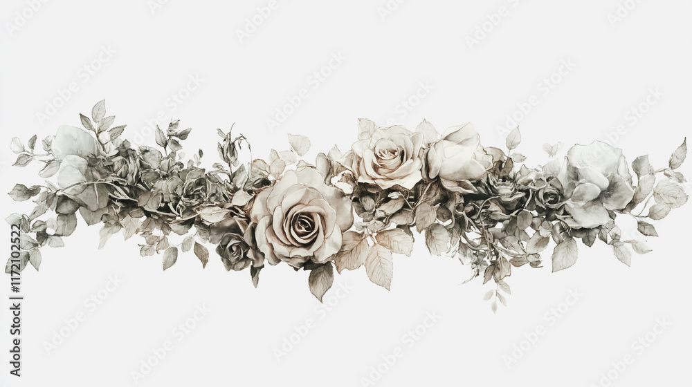 Elegant wedding invitation card background vector. Minimal hand painted watercolor botanical flowers texture template background. Design for wedding, vip cover, poster, rsvp moderncard.Valentine's Day
