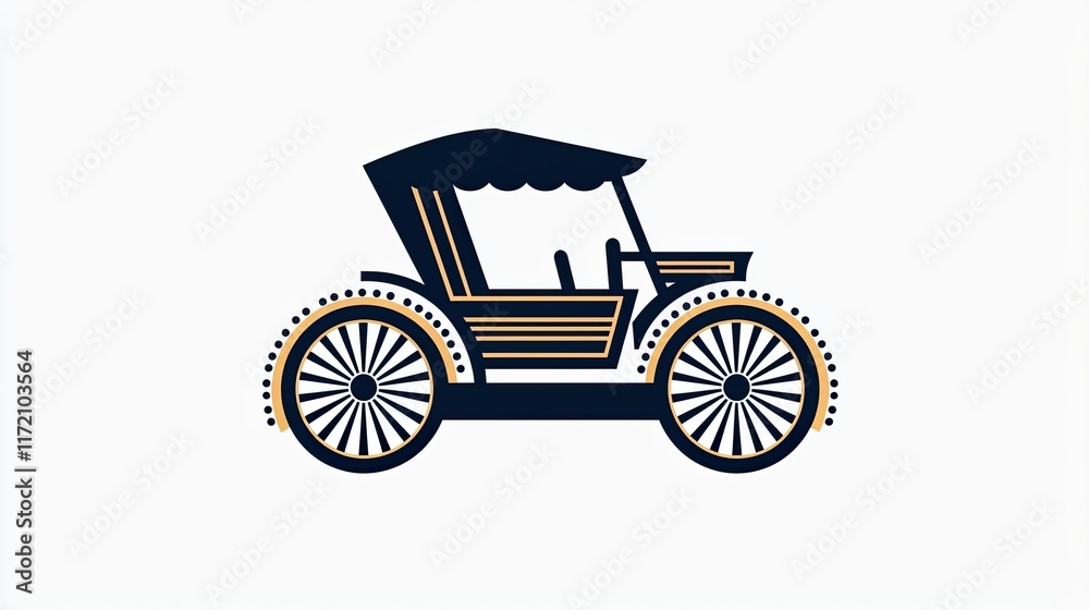 Naklejka premium A vintage-style illustration of a classic automobile with a canopy.