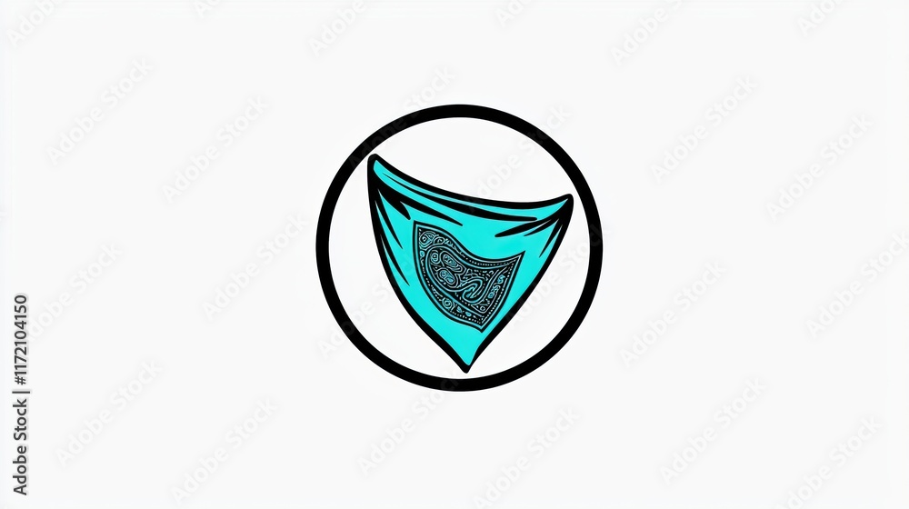 A stylized turquoise bandana inside a circular outline, emphasizing fashion or identity. A stylized turquoise bandana inside a circular outline, emphasizing fashion or identity.