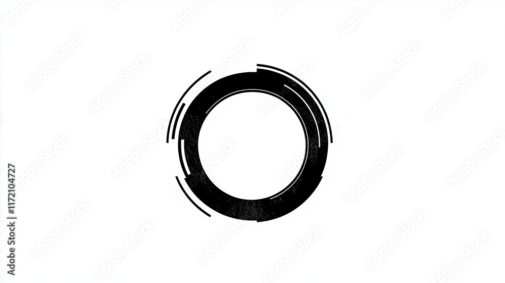 A minimalist black circular design with dynamic lines, suggesting movement or technology. A minimalist black circular design with dynamic lines, suggesting movement or technology.