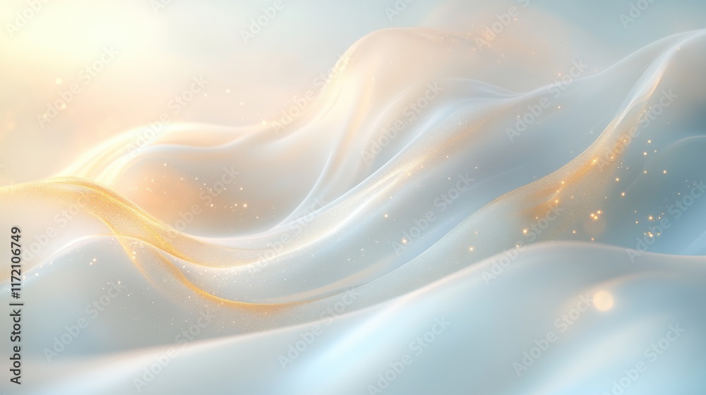 Ethereal Light Waves with Soft Shimmering Textures and Dreamy Colors Creating a Tranquil Abstract Background for Conceptual and Artistic Visuals