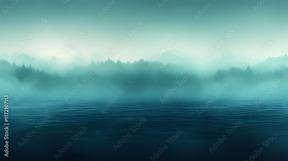 Fototapeta premium Misty lake and forest at dawn.