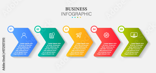 Infographics design vector and business icons with 5 options.