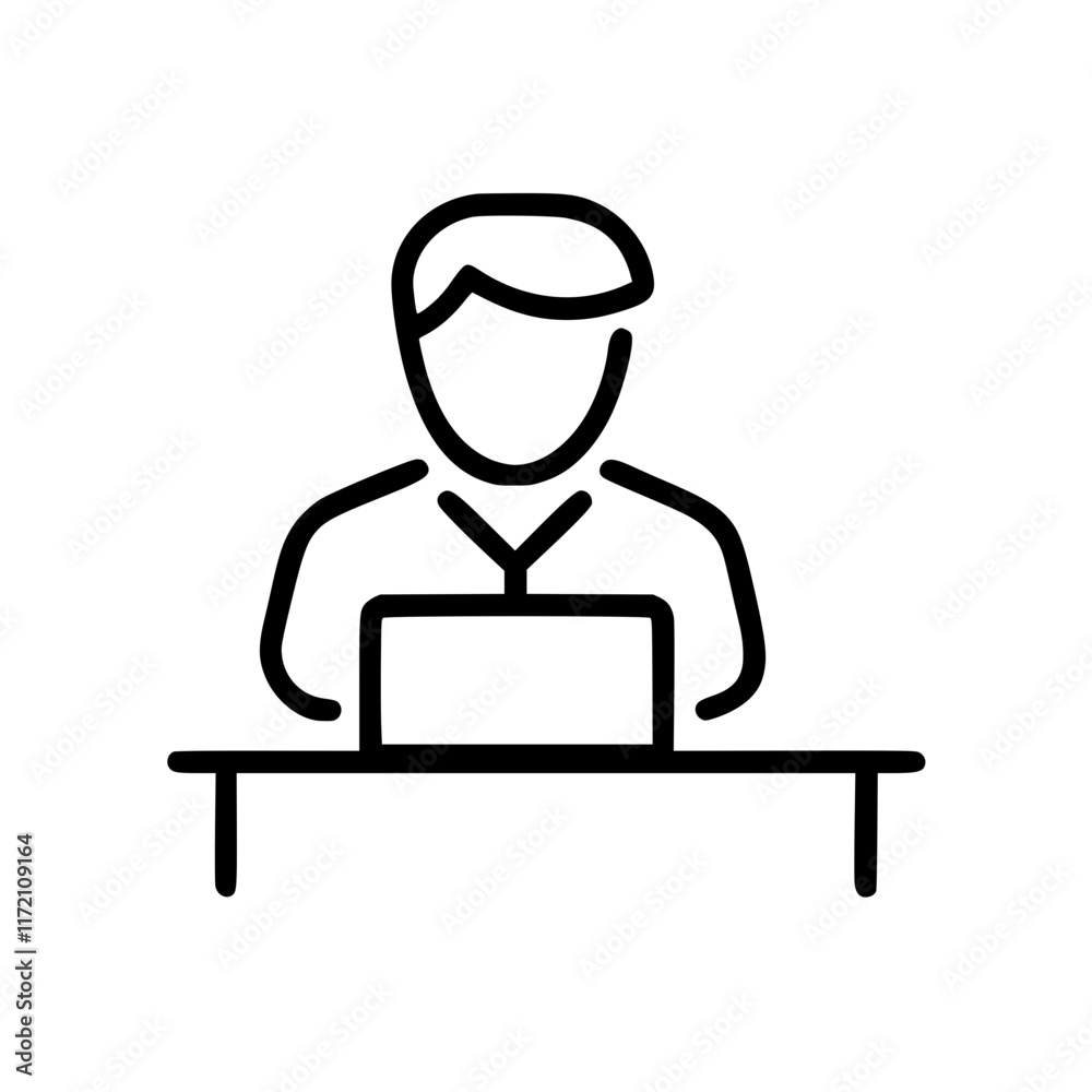 Office workers in outline icon style, business and finance theme. Office workers in outline icon style, business and finance theme.