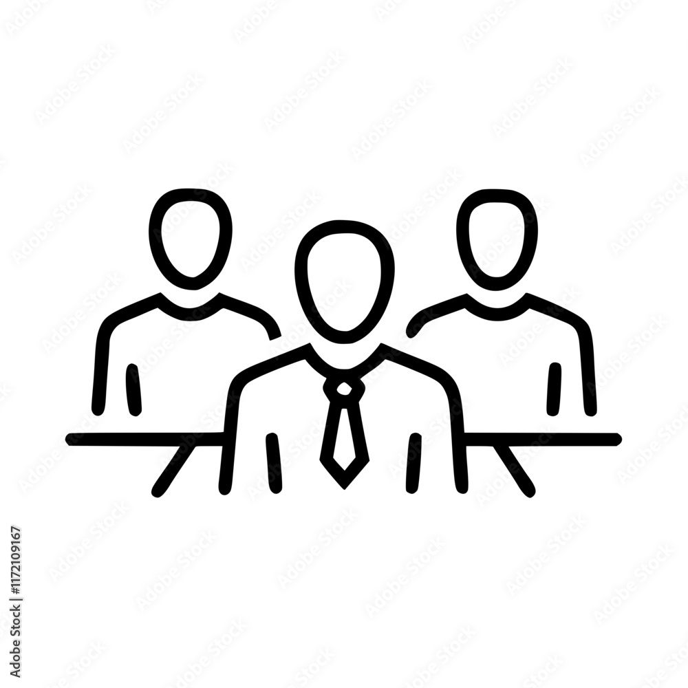Office workers in outline icon style, business and finance theme. Office workers in outline icon style, business and finance theme.