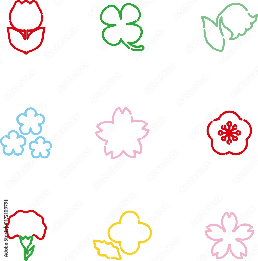 花 春 植物 アイコン あしらい ピクトグラム ロゴ かわいい シンプル 線 イラスト素材セット 花 春 植物 アイコン あしらい ピクトグラム ロゴ かわいい シンプル 線 イラスト素材セット