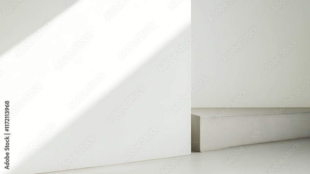Minimalist White Architectural Scene with Light and Shadow Minimalist White Architectural Scene with Light and Shadow