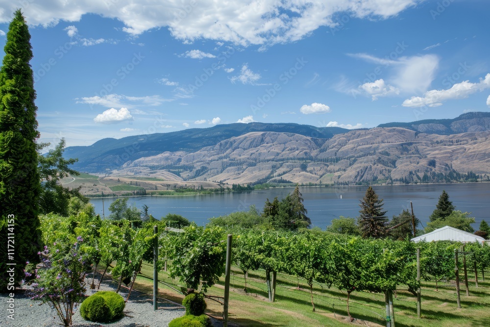 Fototapeta premium A picturesque vineyard with grapevines