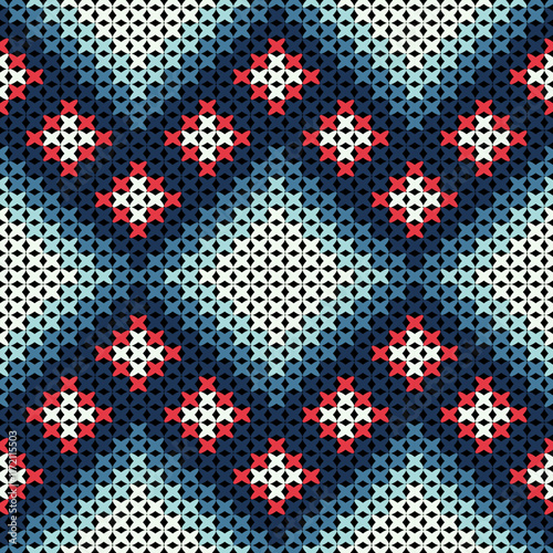 Knitted fabric design seamless. Knitting pattern illustration design for decoration, clothing, fabric texture