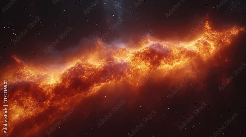 Fototapeta premium Fiery nebula in deep space. (2)