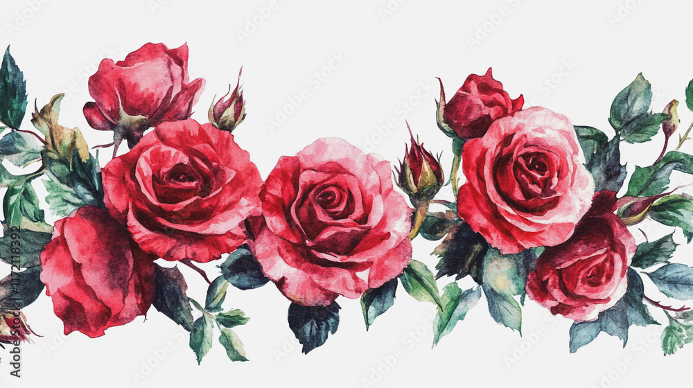 Fototapeta premium Elegant wedding invitation card background vector. Minimal hand painted watercolor botanical flowers texture template background. Design for wedding, vip cover, poster, rsvp moderncard.Valentine's Day