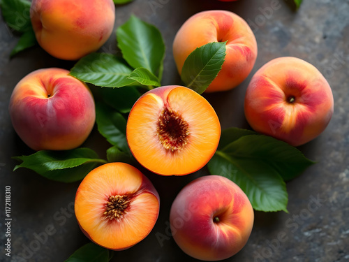 Fresh Sweet peaches fruits photo