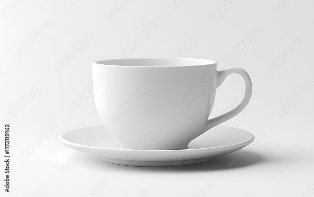 White cup saucer minimalist studio shot; clean background; design mockup. White cup saucer minimalist studio shot; clean background; design mockup.