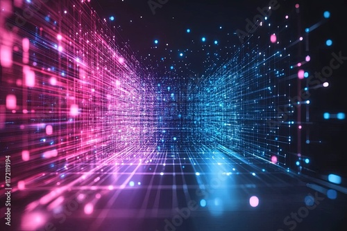 Digital Abstract Lines with Multicolor Glows