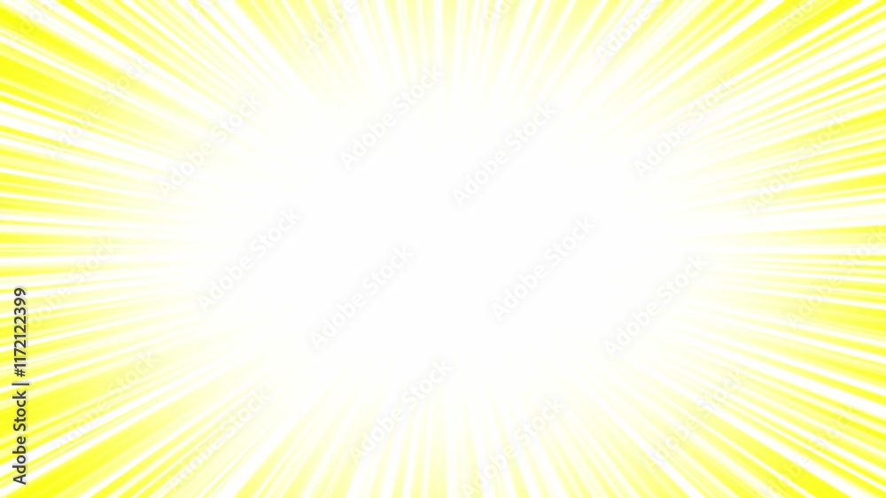 Comic-style convergence line loop animation: Yellow on white background