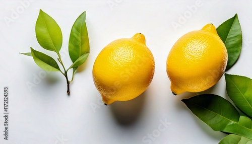 lemon isolated white background with copy space; minimal flat lay