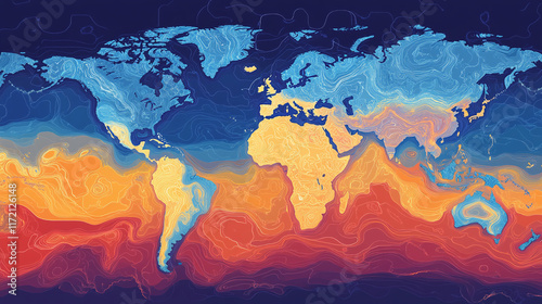 An infographic-style image showcasing global weather patterns affected by El Niño, with maps and temperature gradients