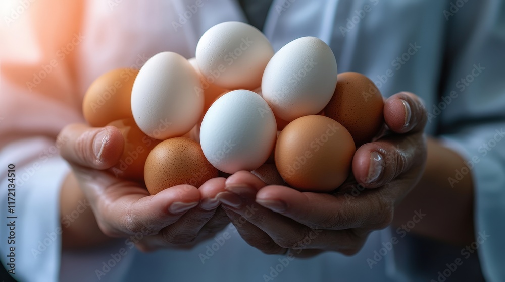 Harvesting fresh eggs farm collection in natural light culinary photography close-up view freshness concept Harvesting fresh eggs farm collection in natural light culinary photography close-up view freshness concept