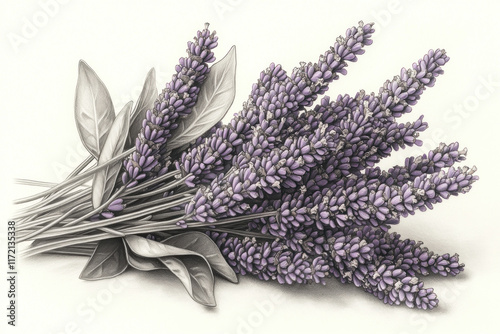 Lavender bouquet on white with soft background