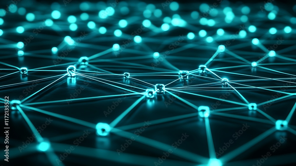 Abstract Network Nodes Connected By Glowing Lines Abstract Network Nodes Connected By Glowing Lines