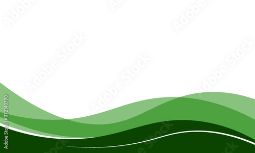 Abstract green wave background, vector green line background curve element with white space for text, message and presentation design. overlapping layer line design.