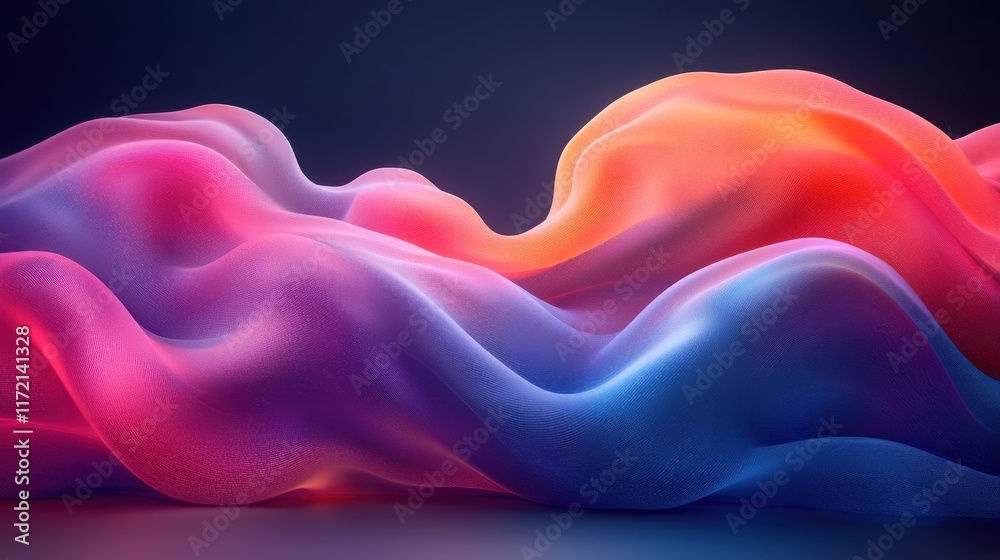 Fototapeta premium Abstract waves of vibrant colors creating a smooth, fluid visual effect.