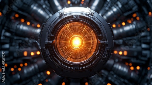 A futuristic, glowing core surrounded by intricate mechanical structures, showcasing advanced technology and a sci-fi aesthetic.