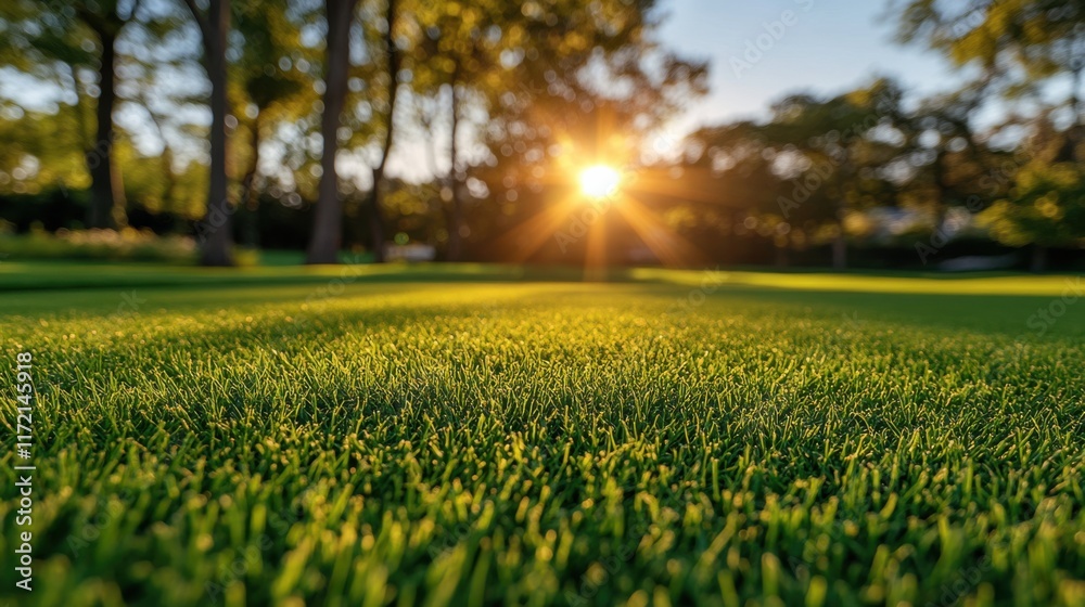 Beautiful Sunrise Over Lush Green Grass in a Serene Park Setting with Vibrant Natural Light and Soft Shadows Creating a Peaceful Atmosphere Beautiful Sunrise Over Lush Green Grass in a Serene Park Setting with Vibrant Natural Light and Soft Shadows Creating a Peaceful Atmosphere