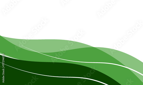 Abstract green wave background, vector green line background curve element with white space for text, message and presentation design. overlapping layer line design.