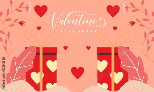Valentine's day concept frame vector illustration