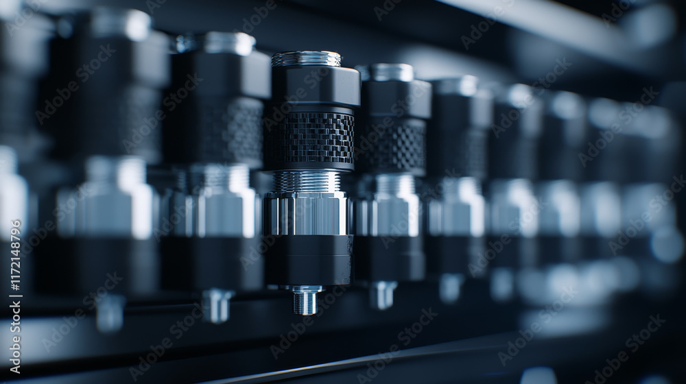 Water System Filtration Automation Concept. Close up of automated water filtration system components, showcasing precision Water System Filtration Automation Concept. Close up of automated water filtration system components, showcasing precision