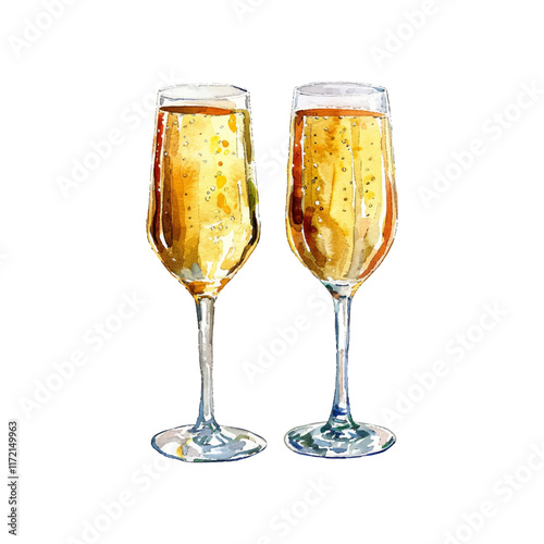 sparkling wine vector illustration in watercolor style