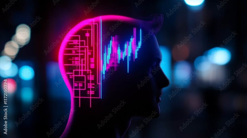 Fototapeta premium Neon Mind: AI, Data, and the Future of Thought