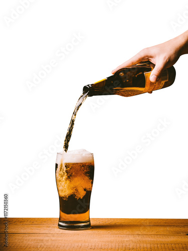 pouring beer into glass in PNG photo