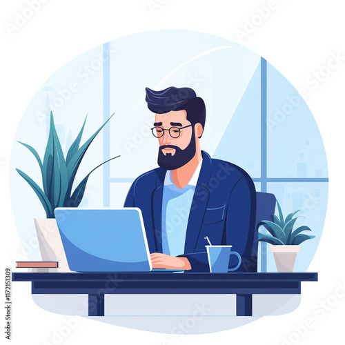 businessman working on laptop