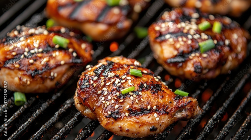 custom made wallpaper toronto digitalGrilling delicious chicken thighs backyard food photography outdoor close-up culinary art