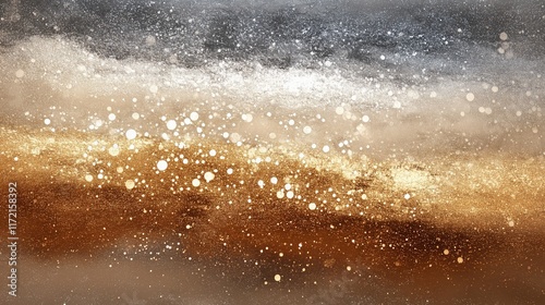 Luxurious Abstract Gradient with Gold and Bronze Glitter Particles - made with Generative AI photo