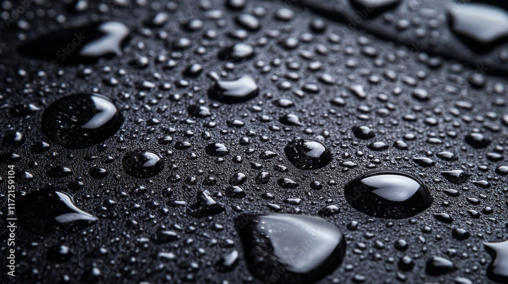 Water droplets on a dark textured surface Water droplets on a dark textured surface