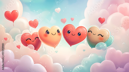 Valentine's card featuring fun, hand-drawn heart doodles in pastel tones and playful handwritten text 