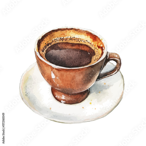 A watercolor vector painting of a Flavored Coffee, isolated on a white background. Flavored Coffee vector.

