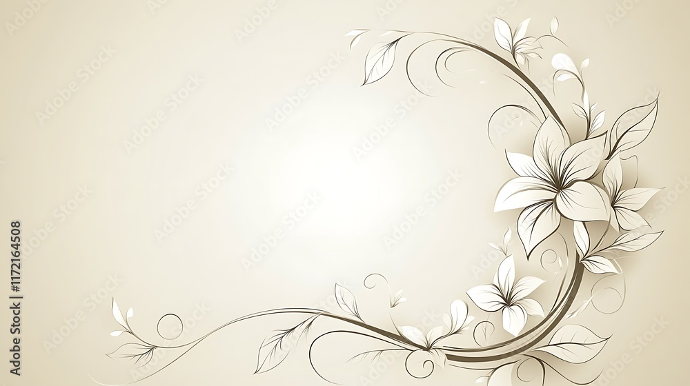 Elegant Floral Design With Delicate Lilies and Swirls Elegant Floral Design With Delicate Lilies and Swirls