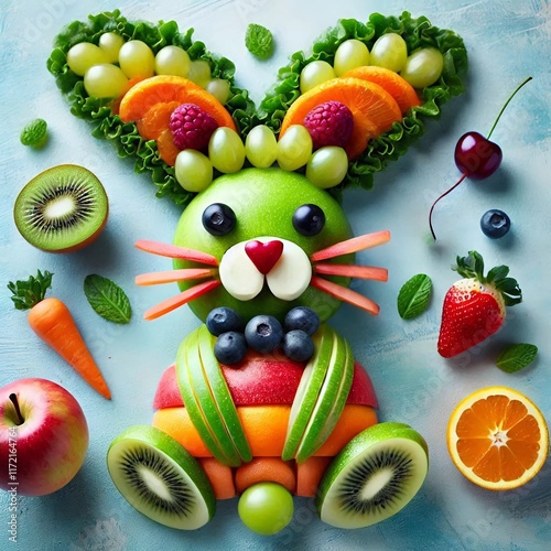 Easter bunny made of fruits and vegetables 