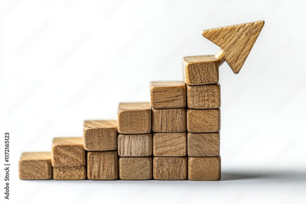 Wooden arrow steps pointing upward Wooden arrow steps pointing upward